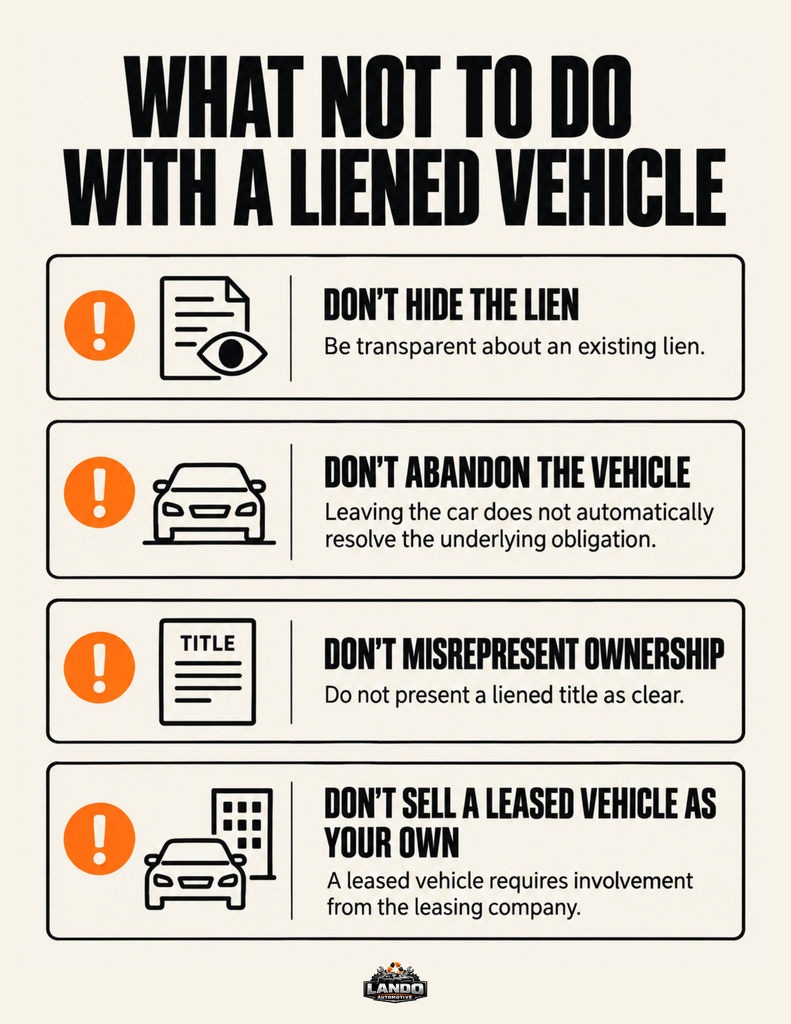 What Not to Do With a Liened Vehicle - Infographic
